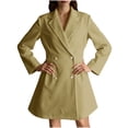 thumbnail image 1 of XPMWRP Women's Slim Fit Double Breasted Blazer Jacket Long Sleeve Solid Color Formal Office Work Jacket Notched Lapel Collar Winter Coat with Belt Yellow L, 1 of 6