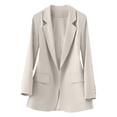 thumbnail image 1 of XPMWRP Women's Solid Color Blazers Business Casual Notch Lapel Real Pocket Coats Long Sleeve Double Breasted Suit Jackets White XL, 1 of 7