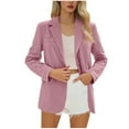 thumbnail image 1 of XPMWRP Women's Solid Color Buttoned Jacket Lapel Draped Outwear Long Sleeved Fashionable Casual Coat Blazer with Double Pocket Purple S, 1 of 7