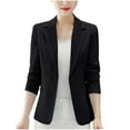 thumbnail image 1 of XPMWRP Women's Solid Color Buttoned Lapel Jacket Draped Outwear Long Sleeved Fashionable Casual Coats Blazer for Winter Black S, 1 of 4
