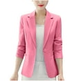 thumbnail image 1 of XPMWRP Women's Solid Color Buttoned Lapel Jacket Draped Outwear Long Sleeved Fashionable Casual Coats Blazer for Winter Pink L, 1 of 4