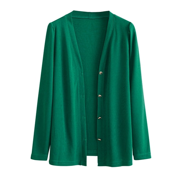 XPMWRP Women's Solid Color Cable Knit Cardigans Coats Long Sleeve Loose Lightweight Versatile Sweater Kawaii Open Front Coat Outwear Green XXL