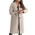 thumbnail image 1 of XPMWRP Women's Solid Color Casual Trench Coat Classic Notch Lapel Windproof Overcoat Fall Winter Fashion Jackets with Pockets Yellow XXL, 1 of 9