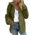 thumbnail image 1 of XPMWRP Women's Solid Color Fleece Jacket Full Zip Up Long Sleeve Casual Lapel Coat Fall Winter Soft Warm Trendy Coats with Pockets Green XXL, 1 of 6