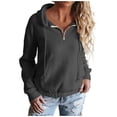 thumbnail image 1 of XPMWRP Women's Solid Color Hoodies Drawstring Sweatshirt Loose Casual Sweaters Funny Long Sleeve Winter Pullover with Pockets Gray M, 1 of 6