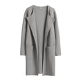 thumbnail image 1 of XPMWRP Women's Solid Color Lightweight Fleece Coats Long Sleeve Cardigans Casual Soft Open Front Wind Resistant Sweater Gray XXL, 1 of 5