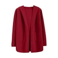 thumbnail image 1 of XPMWRP Women's Solid Color Long Cardigan Coats Lightweight Open Front Duster Knit Fashion Sweater Coats Trendy with Pocket Red Free Size, 1 of 6