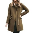 thumbnail image 1 of XPMWRP Women's Solid Color Long Coat Classic Zip Up Casual Solid Color Jackets Winter Trendy Loose Pea Coats with Pocket Green M, 1 of 5