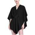 thumbnail image 1 of XPMWRP Women's Solid Color Open Front Cardigan Shawls Wrap Solid Color Poncho Ruana Cape Plus Size Knit Wraps for Fall Winter Black Free Size, 1 of 4