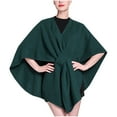 thumbnail image 1 of XPMWRP Women's Solid Color Open Front Cardigan Shawls Wrap Solid Color Poncho Ruana Cape Plus Size Knit Wraps for Fall Winter Green Free Size, 1 of 4