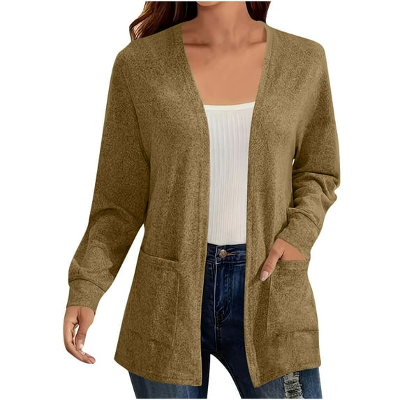 XPMWRP Women's Solid Color Oversized Casual Cardigans Long Sleeve Open Front Soft Knit Sweater Fall Winter Outwear with Pockets Yellow XL