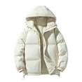 thumbnail image 1 of XPMWRP Women's Solid Color Oversized Hooded Puffer Jacket Lightweight Coats Long Sleeve Zip Up Puffy Coat Winter Casual Outwear Streetwear Beige XXXL, 1 of 5