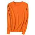 thumbnail image 1 of XPMWRP Women's Solid Color Sweaters Knit Casual Crewneck Fall Sweater Fashion Comfort Pullover Top Dressy Long Sleeve Outfits Orange M, 1 of 6