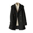 thumbnail image 1 of XPMWRP Women's Solid Color Trench Coat Long Sleeved Lapel Double Breasted Windbreaker Cinched Jacket Casual Overcoat Black L, 1 of 7