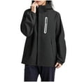 thumbnail image 1 of XPMWRP Women's Solid Color Waterproof Windbreaker Detachable Hoodies Coats Plus Size Zip Up Rain Jackets Lightweight Raincoat with Pockets Black XXL, 1 of 7