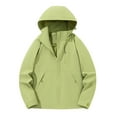 thumbnail image 1 of XPMWRP Women's Solid Color Waterproof Windbreaker Hooded Coats Plus Size Zip Up Rain Jackets Lightweight Ventilated Parka with Pockets Green L, 1 of 3