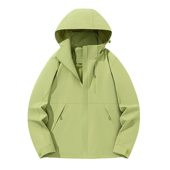 XPMWRP Women's Solid Color Waterproof Windbreaker Hooded Coats Plus Size Zip Up Rain Jackets Lightweight Ventilated Parka with Pockets Green L