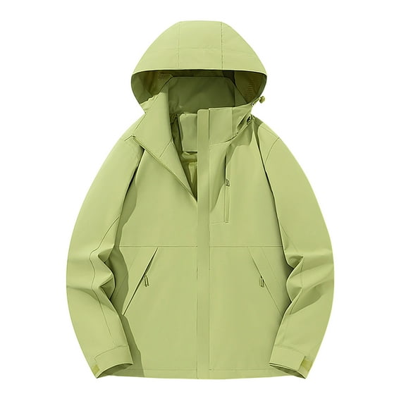 XPMWRP Women's Solid Color Waterproof Windbreaker Hooded Coats Plus Size Zip Up Rain Jackets Lightweight Ventilated Parka with Pockets Green S