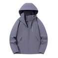 thumbnail image 1 of XPMWRP Women's Solid Color Waterproof Windbreaker Hooded Coats Plus Size Zip Up Rain Jackets Lightweight Ventilated Parka with Pockets Purple XXL, 1 of 3