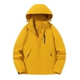 thumbnail image 1 of XPMWRP Women's Solid Color Waterproof Windbreaker Hooded Coats Plus Size Zip Up Rain Jackets Lightweight Ventilated Parka with Pockets Yellow XXXXXL, 1 of 3