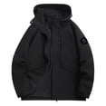 thumbnail image 1 of XPMWRP Women's Solid Color Waterproof Windbreaker Hoodies Coats Plus Size Zip Up Rain Jackets Lightweight Raincoat Parka with Pockets Black L, 1 of 3