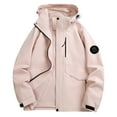 thumbnail image 1 of XPMWRP Women's Solid Color Waterproof Windbreaker Hoodies Coats Plus Size Zip Up Rain Jackets Lightweight Raincoat Parka with Pockets Pink L, 1 of 3