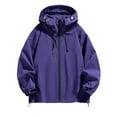 thumbnail image 1 of XPMWRP Women's Solid Color Waterproof Windbreaker Hoodies Coats Plus Size Zip Up Rain Jackets Lightweight Raincoat Parka with Pockets Purple L, 1 of 7