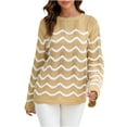 thumbnail image 1 of XPMWRP Women's Striped Cable Knit Sweater Long Sleeve Crewneck Winter Warm Pullover Trendy Winter Chunky Tops Fashion Yellow M, 1 of 5