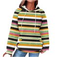 thumbnail image 1 of XPMWRP Women's Striped Drawstring Hoodies Waffle Knit Sweatshirt Fall Winter Long Sleeve Pullover Sweatshirts With Pockets Yellow S, 1 of 5