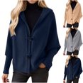 thumbnail image 1 of XPMWRP Women's Sweaters Winter Hooded Cardigans Button Up Knit Coats Jackets Lantern Sleeve Outerwear with Pockets Navy L, 1 of 8