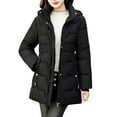 thumbnail image 1 of XPMWRP Women's Thickened Padded Warm Winter Solid Color Jackets Parka Puffer Coat Hooded Thicken Quilted Coats Anorak Outwear Black XXL, 1 of 7