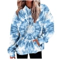 thumbnail image 1 of XPMWRP Women's Tie Dye Graphic Oversized Drawstring Sweatshirt Trendy Hoodie Fall Fashion Pullover Loose Fit Long Sleeve Sweatshirt with Pocket Blue L, 1 of 7