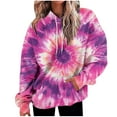thumbnail image 1 of XPMWRP Women's Tie Dye Graphic Oversized Drawstring Sweatshirt Trendy Hoodie Fall Fashion Pullover Loose Fit Long Sleeve Sweatshirt with Pocket Purple L, 1 of 7