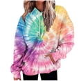 thumbnail image 1 of XPMWRP Women's Tie Dye Graphic Oversized Sweatshirt Trendy Cute Hoodie Fall Fashion Pullover Loose Fit Long Sleeve Sweatshirt with Pocket Pink S, 1 of 7