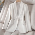 thumbnail image 1 of XPMWRP Women's Tweed Blazers Business Button Jackets Casual Long Sleeve Solid Color Lapel Jackets Fall Winter Loose Warm Trendy Coats with Pockets White L, 1 of 7