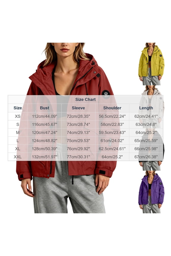 Women's Utility Hooded Windproof Jacket Multi Pocket Zip Up Outdoor Coat with Patch Logo for Hiking Travel Daily Street Casual Wear Purple XXL