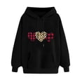 thumbnail image 1 of XPMWRP Women's Valentine's Day Hoodie Loose Sweatshirts Long Sleeve Heart Graphic Printed Pullover Oversized Drawstring Sweatshirts with Pockets Black XXL, 1 of 5