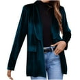 thumbnail image 1 of XPMWRP Women's Velvet Blazer Jackets Casual Long Sleeve Solid Color Lapel Collar Coats Work Office Suit Fall Winter Jackets Blue XXL, 1 of 6