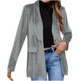 thumbnail image 1 of XPMWRP Women's Velvet Blazer Jackets Casual Long Sleeve Solid Color Lapel Collar Coats Work Office Suit Fall Winter Jackets Gray XXL, 1 of 6