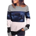 thumbnail image 1 of XPMWRP Women's Vintage Colorblock Sweatshirt Crewneck Long Sleeve Casual Loose Pullover Fall Winter Oversized Sweatshirt Gray XXL, 1 of 5