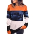 thumbnail image 1 of XPMWRP Women's Vintage Colorblock Sweatshirt Crewneck Long Sleeve Casual Loose Pullover Fall Winter Oversized Sweatshirt Orange XXL, 1 of 5