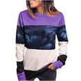 thumbnail image 1 of XPMWRP Women's Vintage Colorblock Sweatshirt Crewneck Long Sleeve Casual Loose Pullover Fall Winter Oversized Sweatshirt Purple XXXL, 1 of 5