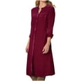 thumbnail image 1 of XPMWRP Women's Vintage Velvet Long Coat Button Down Side Slit Long Sleeve Solid Color Jackets Fall Winter Fashion Loose Clothes with Belt Red S, 1 of 6