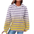 thumbnail image 1 of XPMWRP Women's Waffle Knit Cute Striped Print Hoodies Sweatshirts Casual Drawstring Raglan Long Sleeve Pullover Tops with Pocket Yellow M, 1 of 5