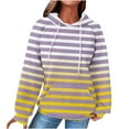 thumbnail image 1 of XPMWRP Women's Waffle Knit Cute Striped Print Hoodies Sweatshirts Casual Drawstring Raglan Long Sleeve Pullover Tops with Pocket Yellow S, 1 of 5