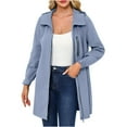 thumbnail image 1 of XPMWRP Women's Waterproof Hooded Casual Jacket Loose Windbreaker Long Sleeved Coat Solid Color Lapel Collar Zipper Jacket Blue XXXL, 1 of 9