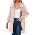 thumbnail image 1 of XPMWRP Women's Waterproof Hooded Casual Jacket Loose Windbreaker Long Sleeved Coat Solid Color Lapel Collar Zipper Jacket Pink XL, 1 of 9