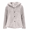 thumbnail image 1 of XPMWRP Women's Winter Button Down Hooded Warm Coats Soft Casual Baggy Solid Color Jacket Long Sleeve Loose Outerwear Beige L, 1 of 8