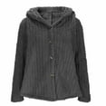thumbnail image 1 of XPMWRP Women's Winter Button Down Hooded Warm Coats Soft Casual Baggy Solid Color Jacket Long Sleeve Loose Outerwear Gray XXL, 1 of 8