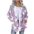 thumbnail image 1 of XPMWRP Women's Winter Sherpa Long Sleeved Coats Fuzzy Fashionable Printed Coats Fleece Jacket Plus Size Warm Jacket Pink S, 1 of 5